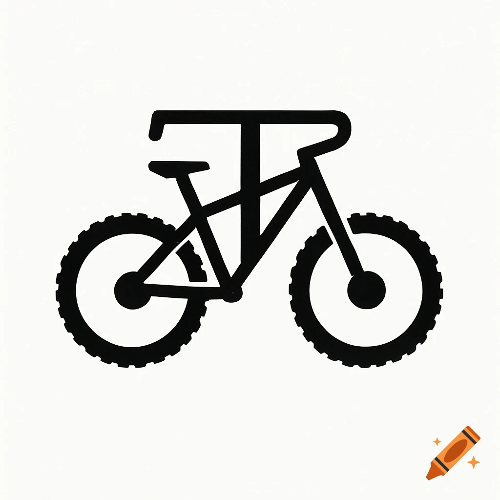 Minimalist black silhouette logo of a mountain bike with handlebars forming a 'T' shape on a white background.