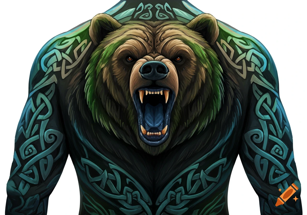Viking Bear Tattoo created on Craiyon, image size:1280x896