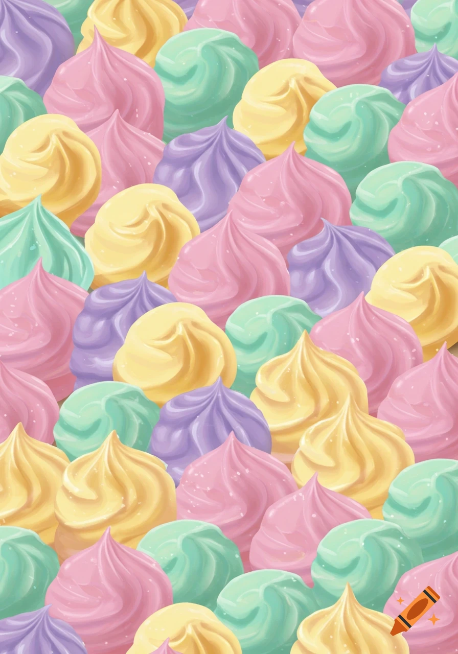 A seamless pattern of pastel pink, purple, yellow, and mint green frosting swirls filling the frame.