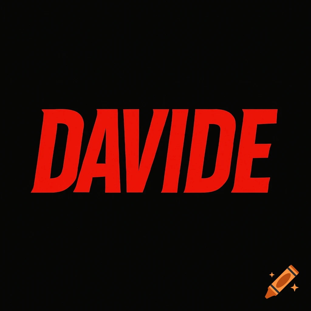 The word DAVIDE in bold red letters on a black background.