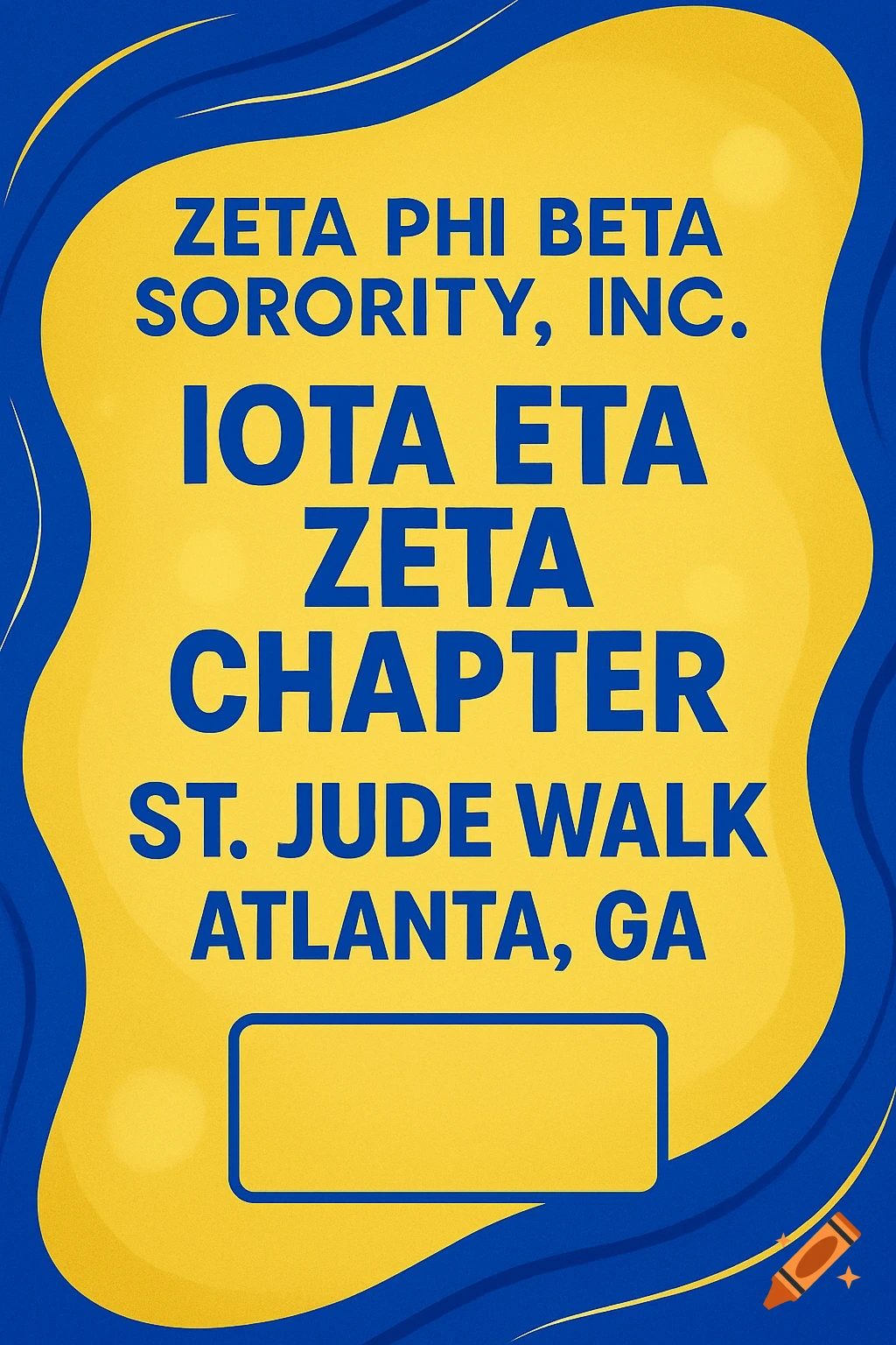 Royal blue and yellow graphic for Zeta Phi Beta Sorority, Inc. Iota Eta Zeta Chapter St. Jude Walk in Atlanta, GA. Includes a box for a QR code.