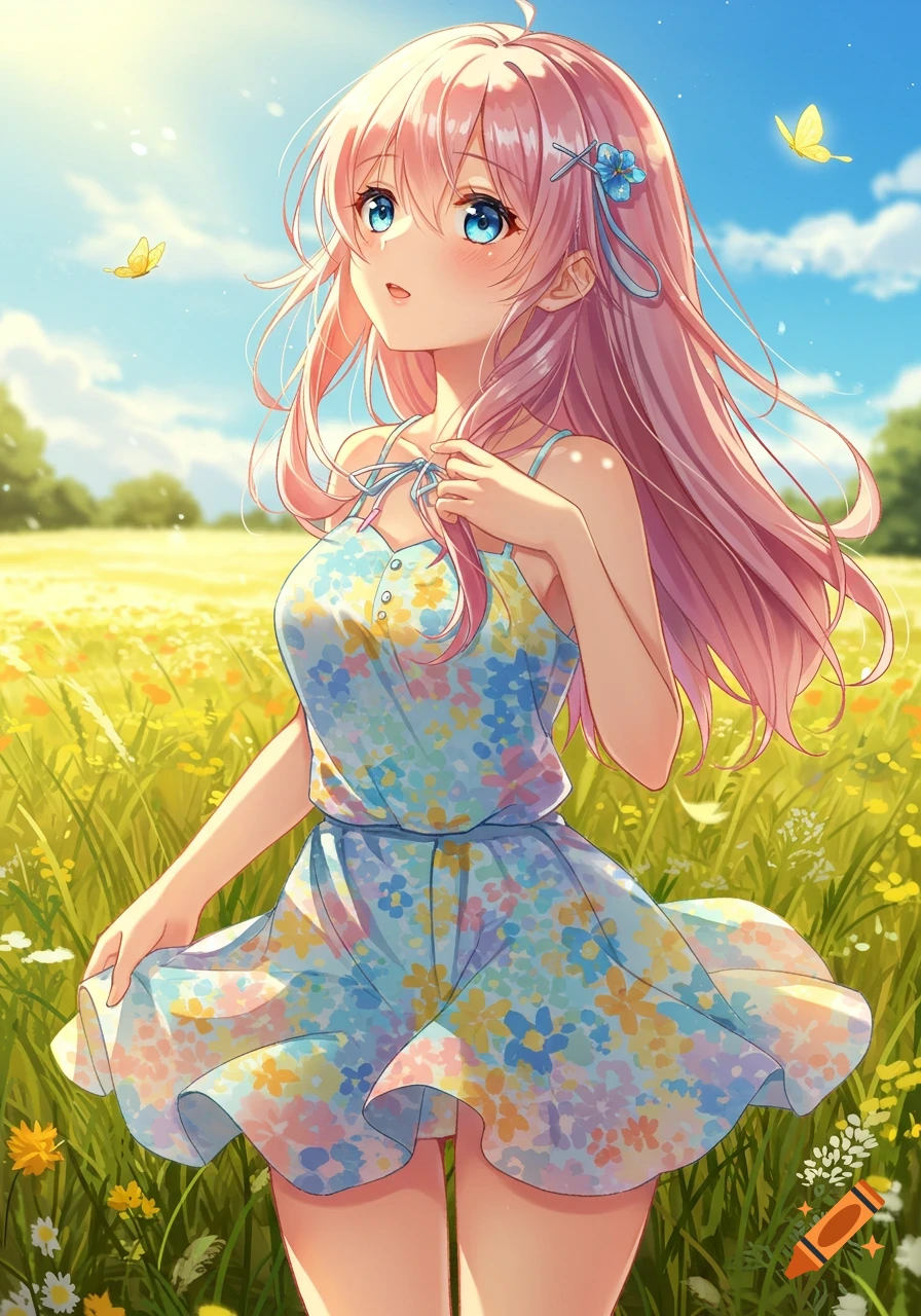 Anime Yellow Hair Girl With See Through Dress www.craiyon.com