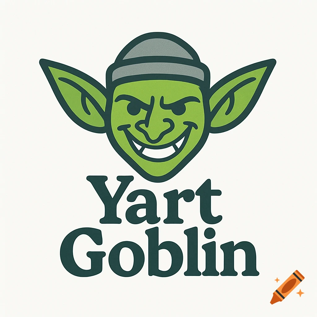 A cartoon logo of a green goblin head wearing a beanie, with the words 'Yart Goblin' underneath.