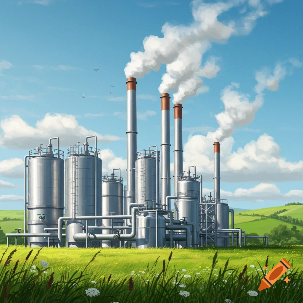 Gas Plant, Facility, Clipart, Infographic, Realistic, Alberta, Photograph,  Hires, Professional created on Craiyon, image size:1024x1024