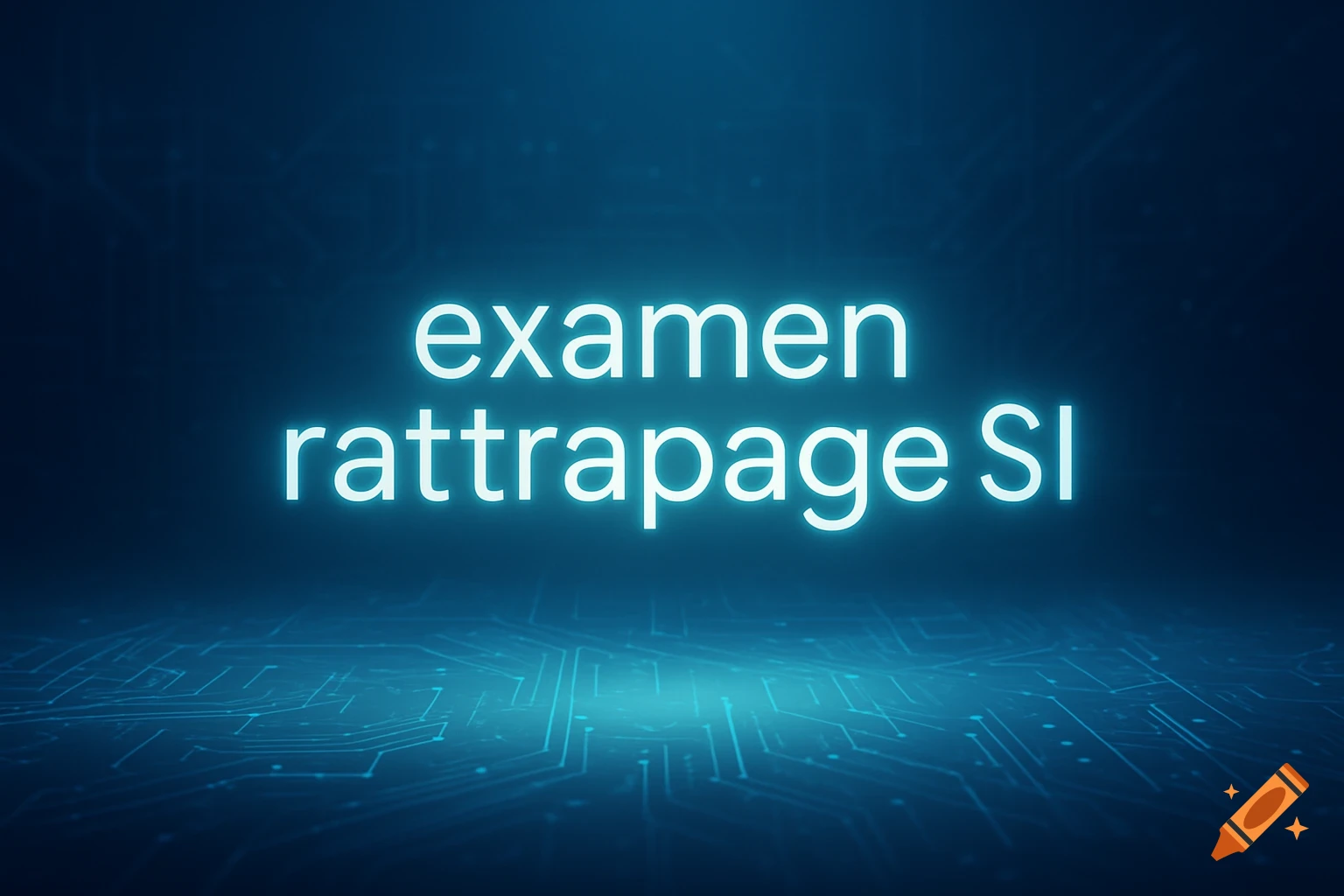 Glowing words "examen rattrapage SI" on a dark blue background with circuit board patterns.