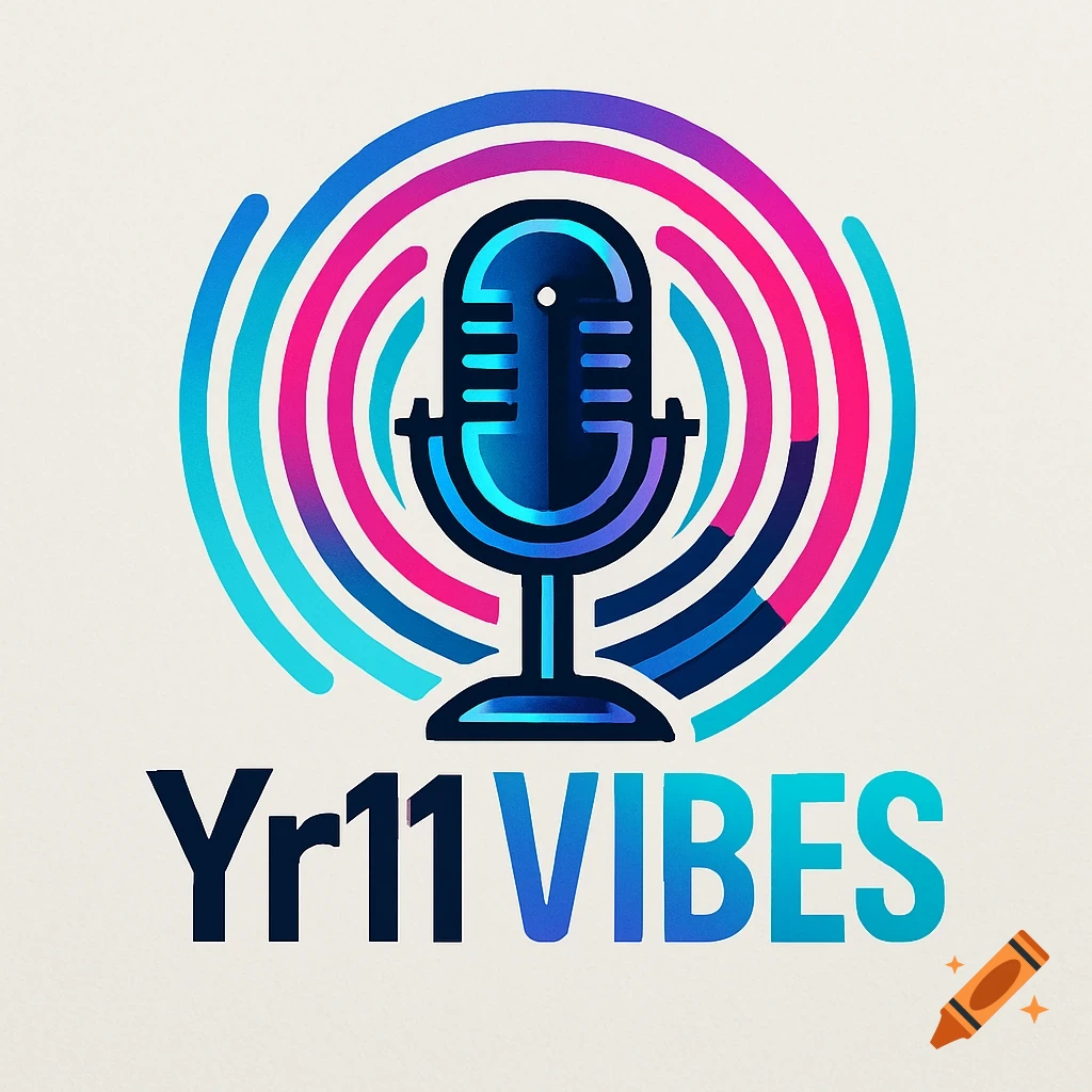 A stylized logo featuring a blue and purple microphone with concentric sound waves, and the text 'Yr11 VIBES' below it.