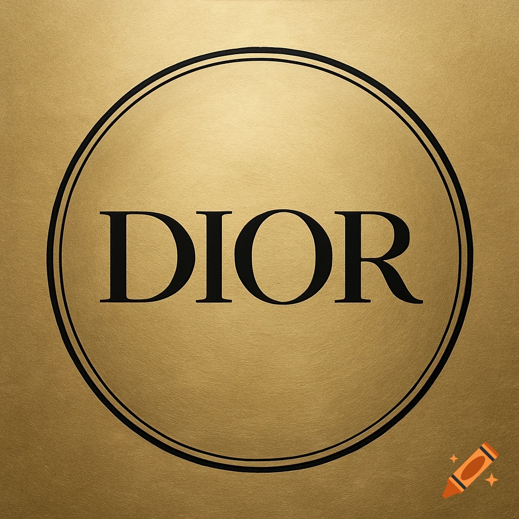 The word DIOR in black within concentric black circles on a textured gold background.