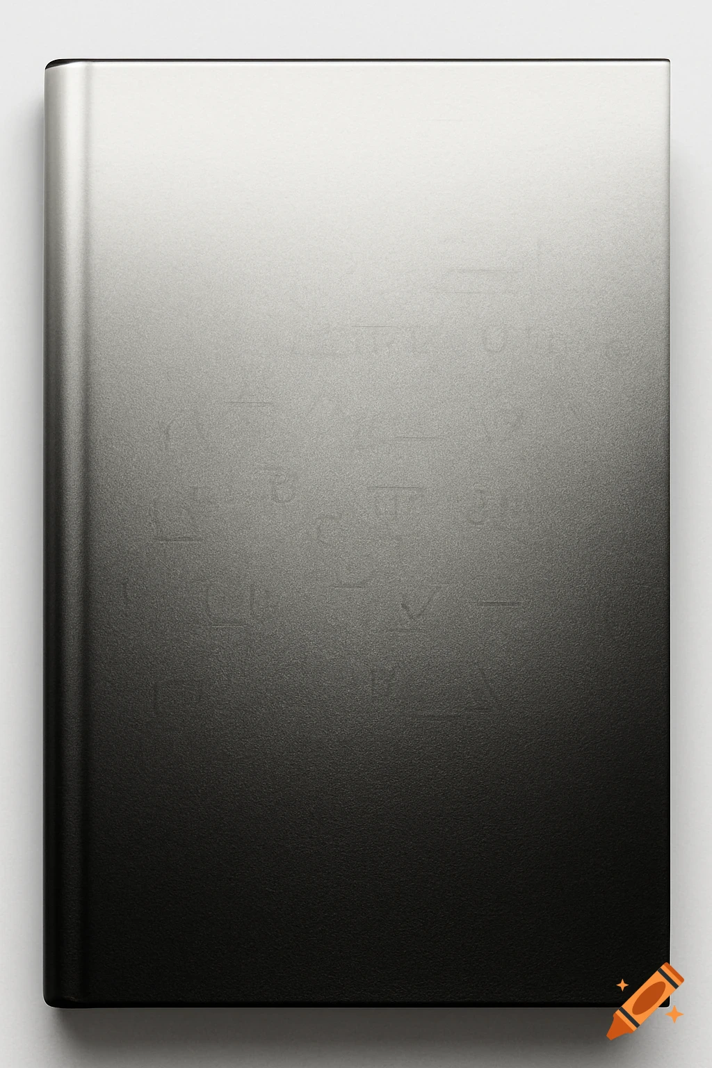 A book cover featuring a smooth gradient transition from white at the top, through gray, to black at the bottom. Subtle, indistinct embossed text patterns are visible on the cover.