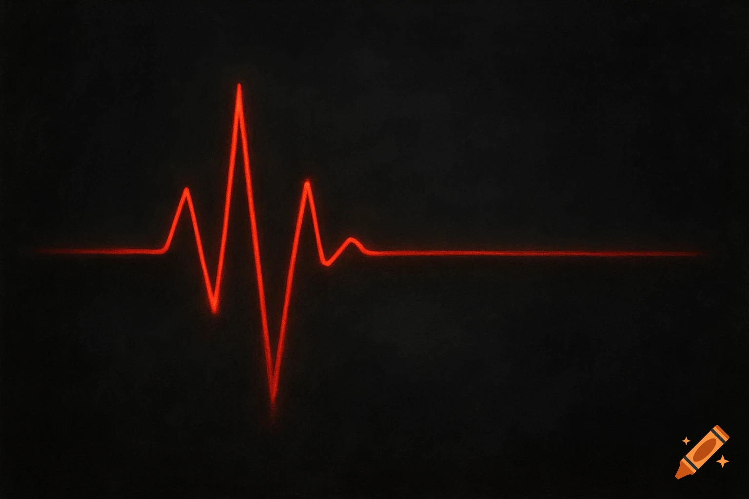 A red cardiogram line on a dark grey background, transitioning from a heartbeat pattern to a flatline.