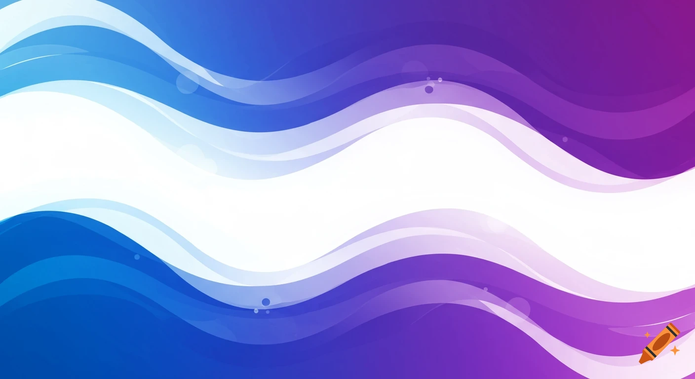 Abstract background with wavy blue and purple gradient shapes separated by white bands.