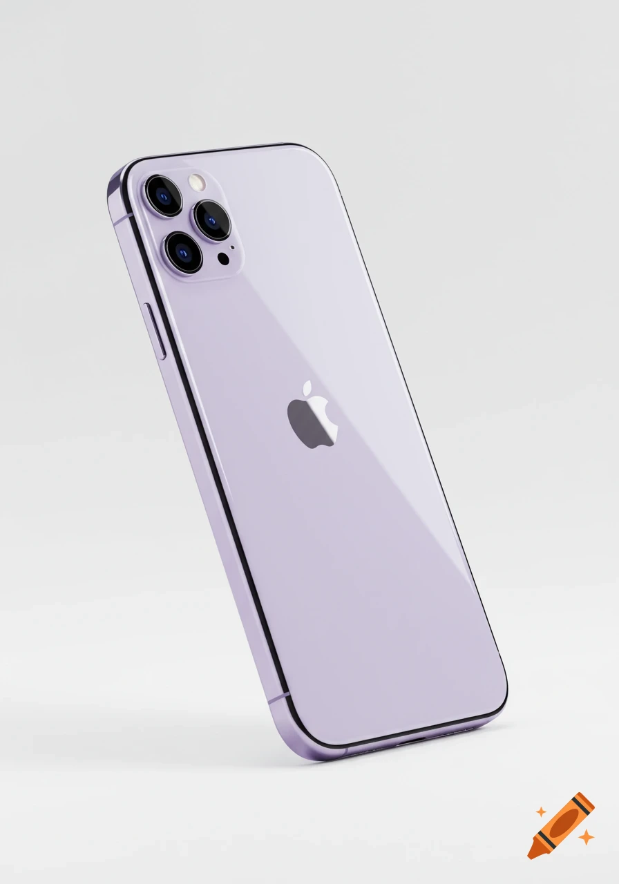 A lavender iPhone 17 with three rear cameras and an Apple logo, angled on a white background.