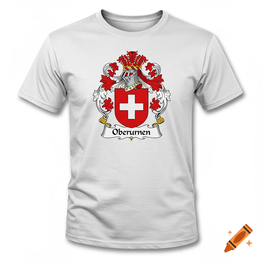 White t-shirt featuring the red and white Oberurnen coat of arms on the chest