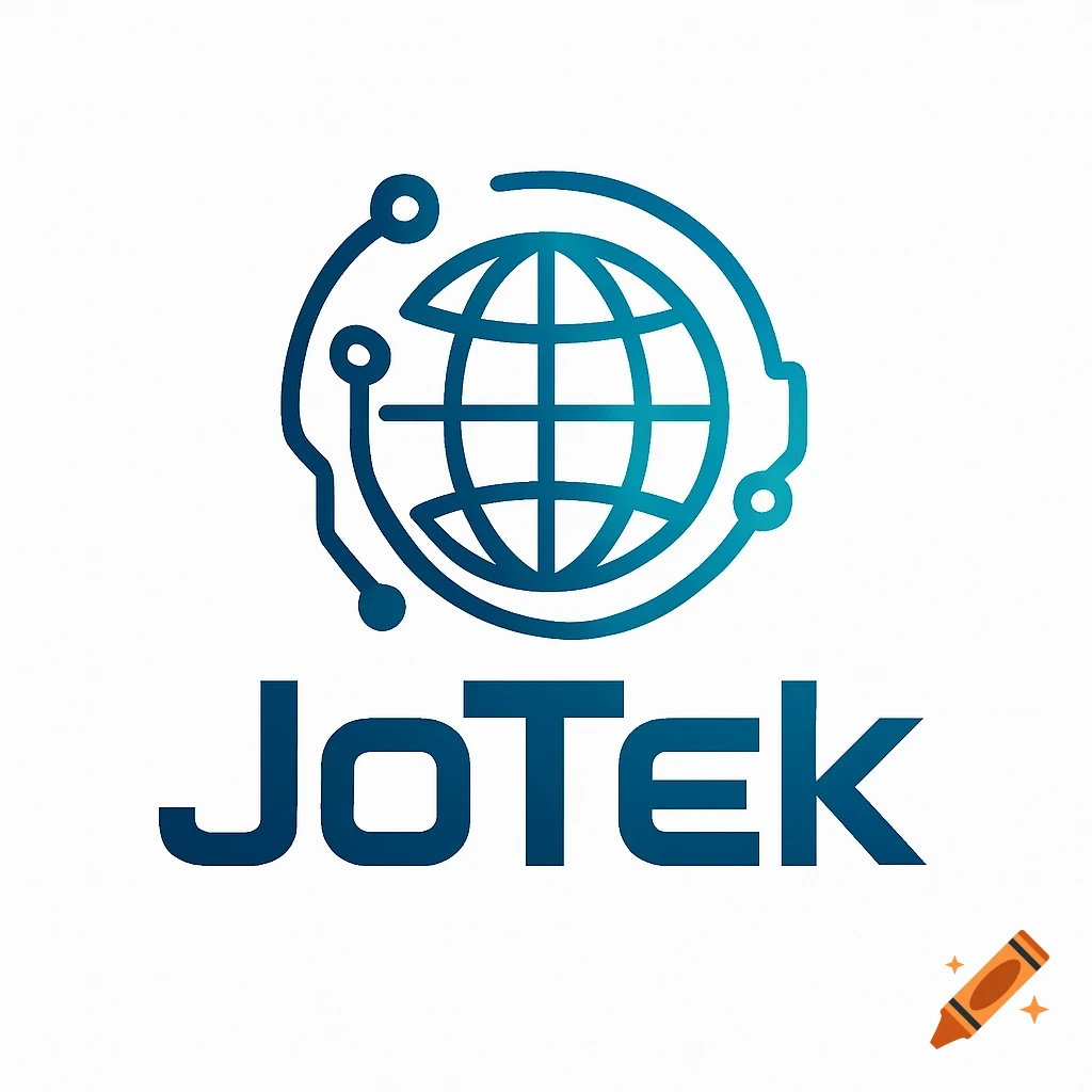 Blue and teal JoTek logo featuring a stylized globe surrounded by circuit lines above the company name.