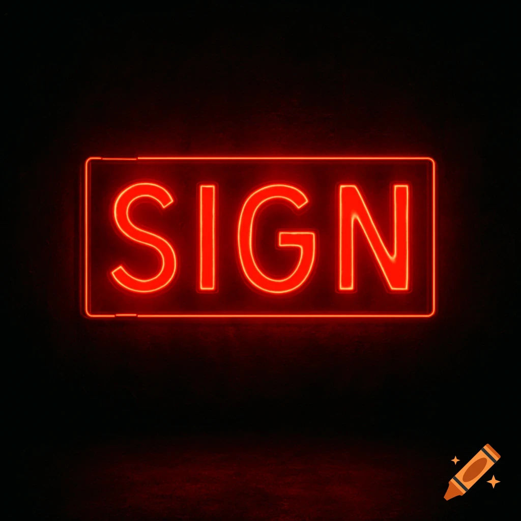 A bright red neon sign spelling 'SIGN' against a dark background.