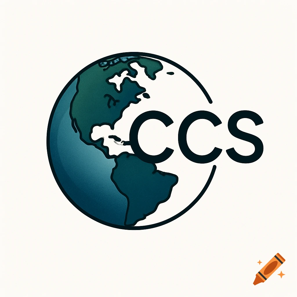 A minimalist logo featuring a blue and green globe with the Americas and the text 'CCS' next to it.