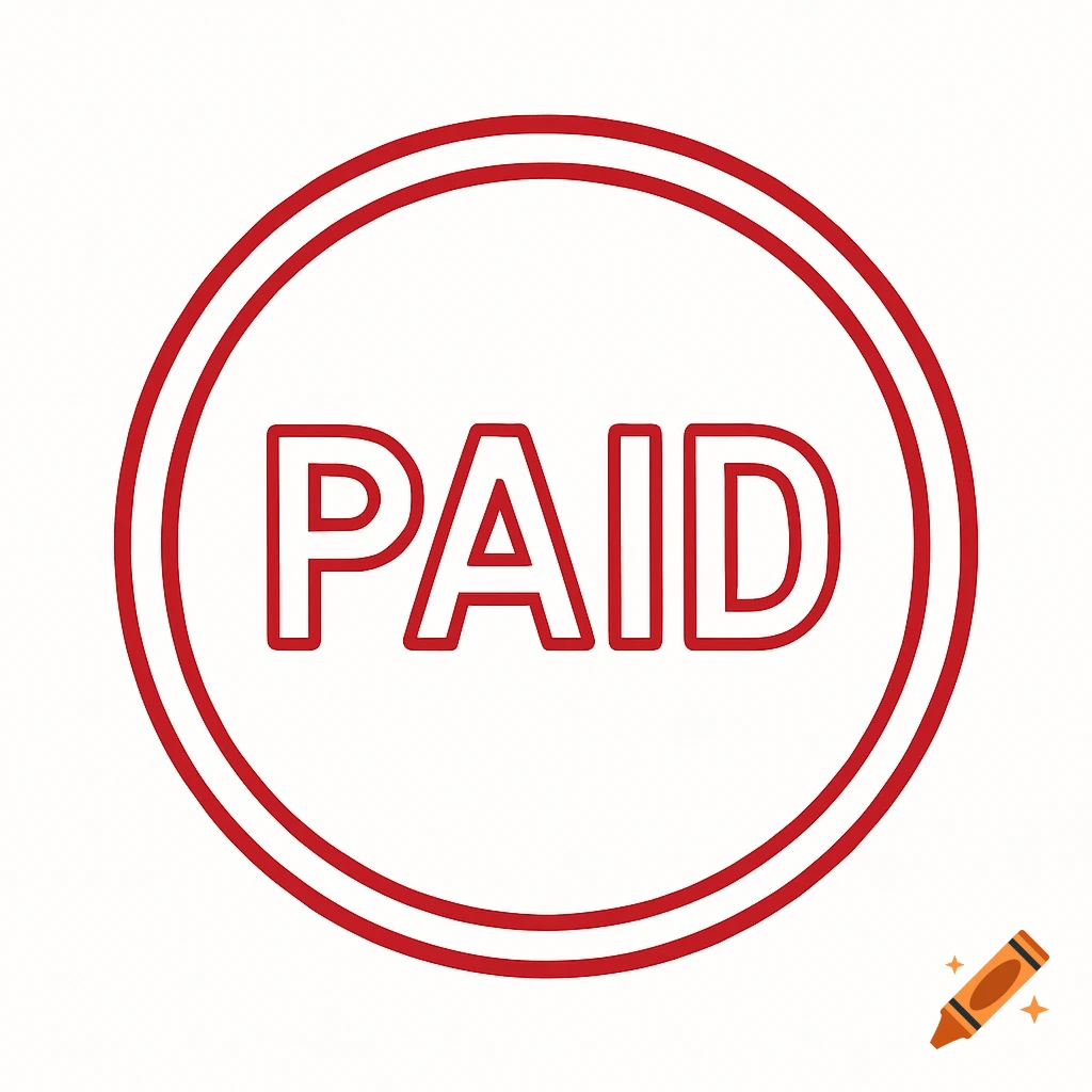 A red outlined circular stamp with the word PAID in bold, uppercase letters, on a white background.