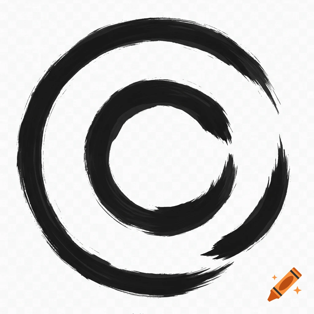 A black brushstroke Ensō circle on a white background, in a calligraphic style.