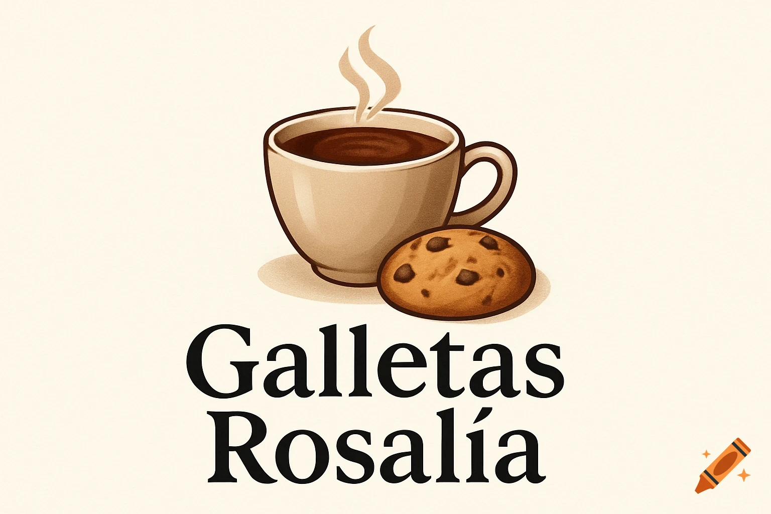 A stylized logo featuring a steaming cup of coffee and a chocolate chip cookie, with the text 'Galletas Rosalía' below.