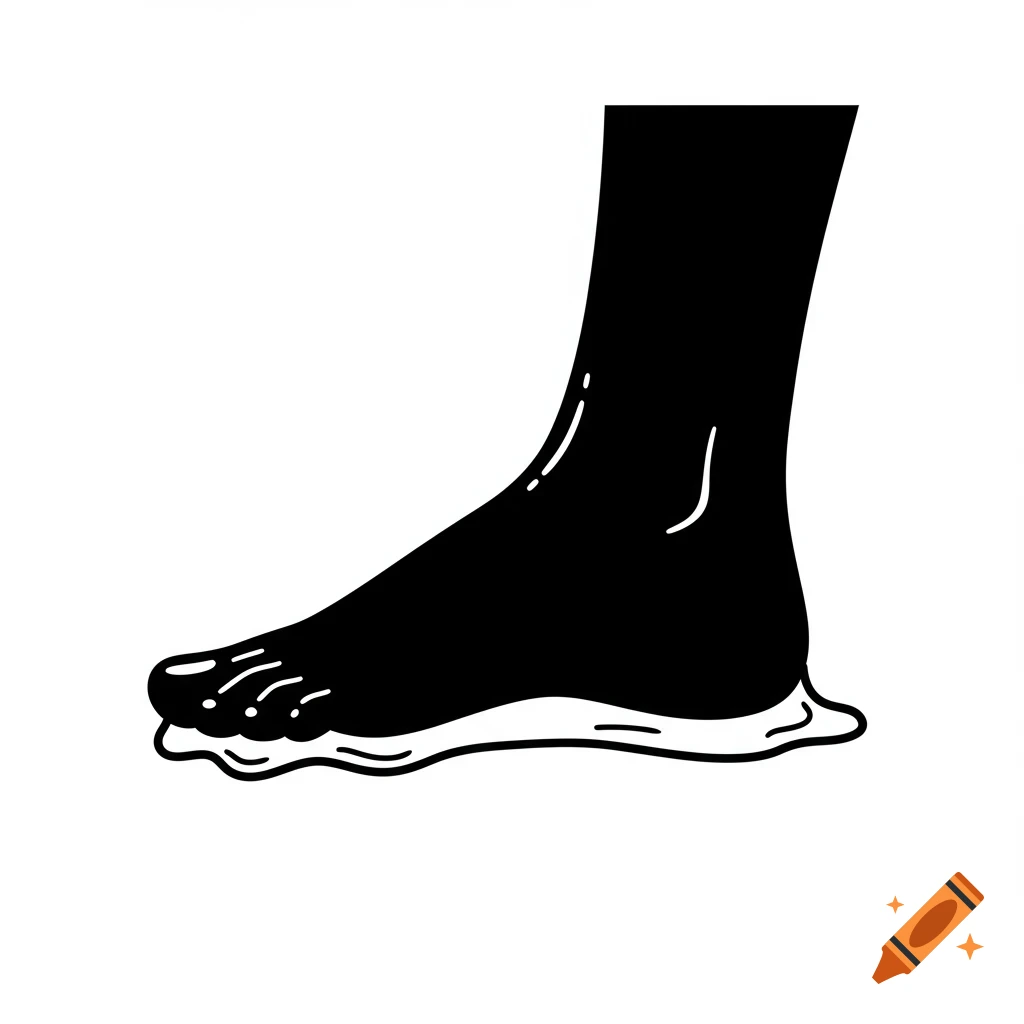 Black and white icon illustration of a foot partly glued to the floor.