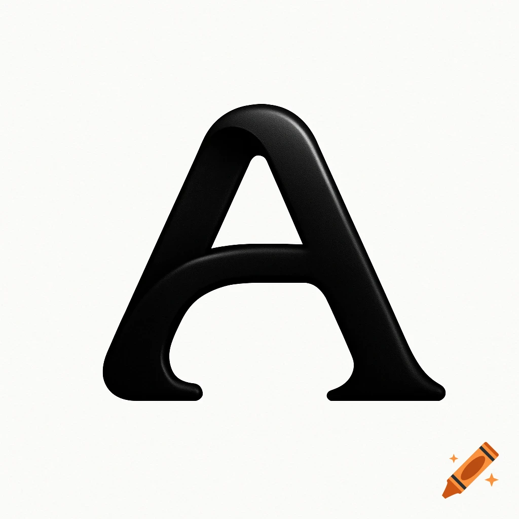 A black, smooth, and rounded 3D letter 'A' against a clean white background.