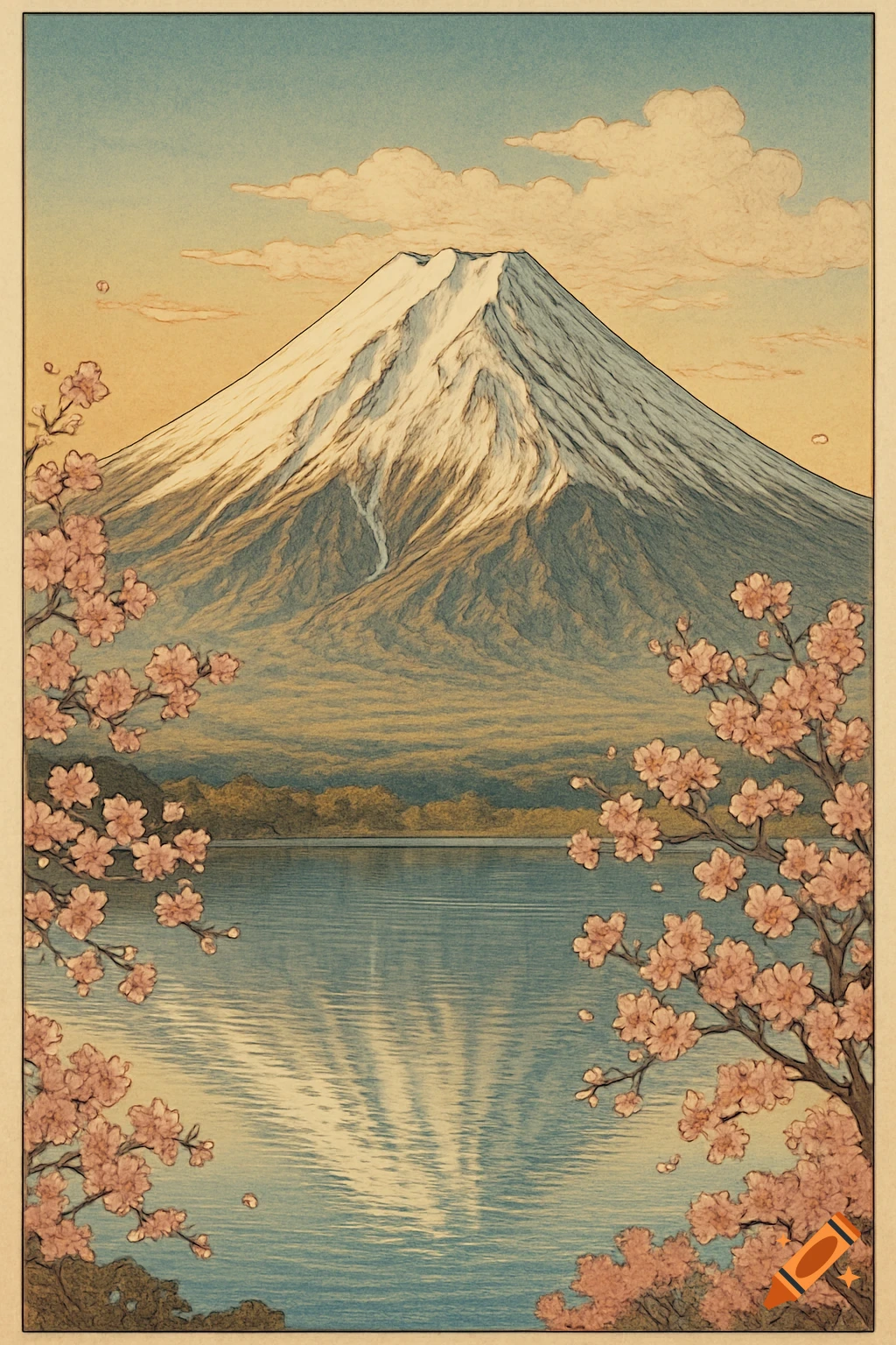 Oil painting of Mount Fuji in Japan on Craiyon