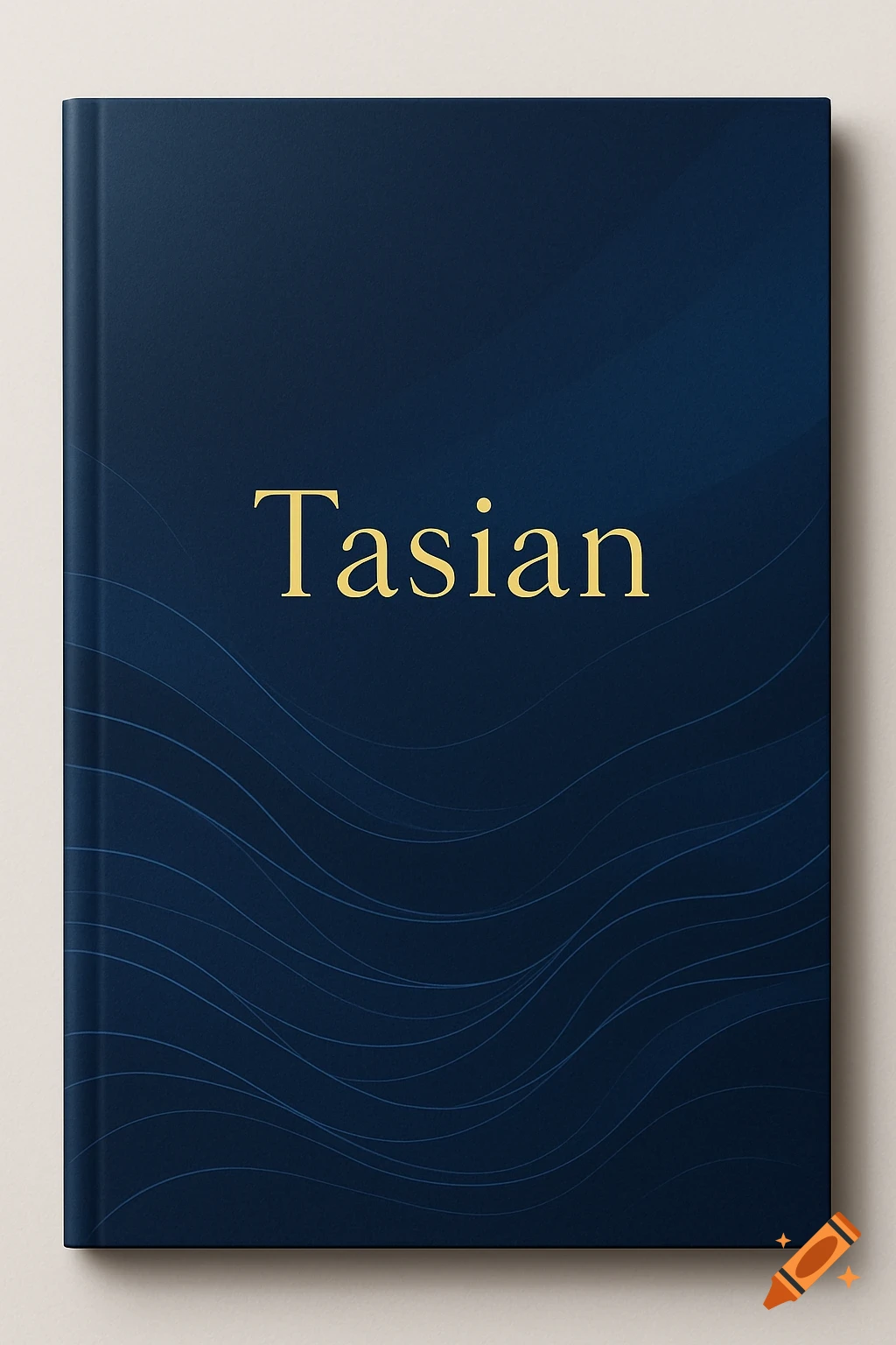 A minimalist deep blue book cover with subtle lighter blue wave patterns and the title "Tasian" in elegant golden typography.