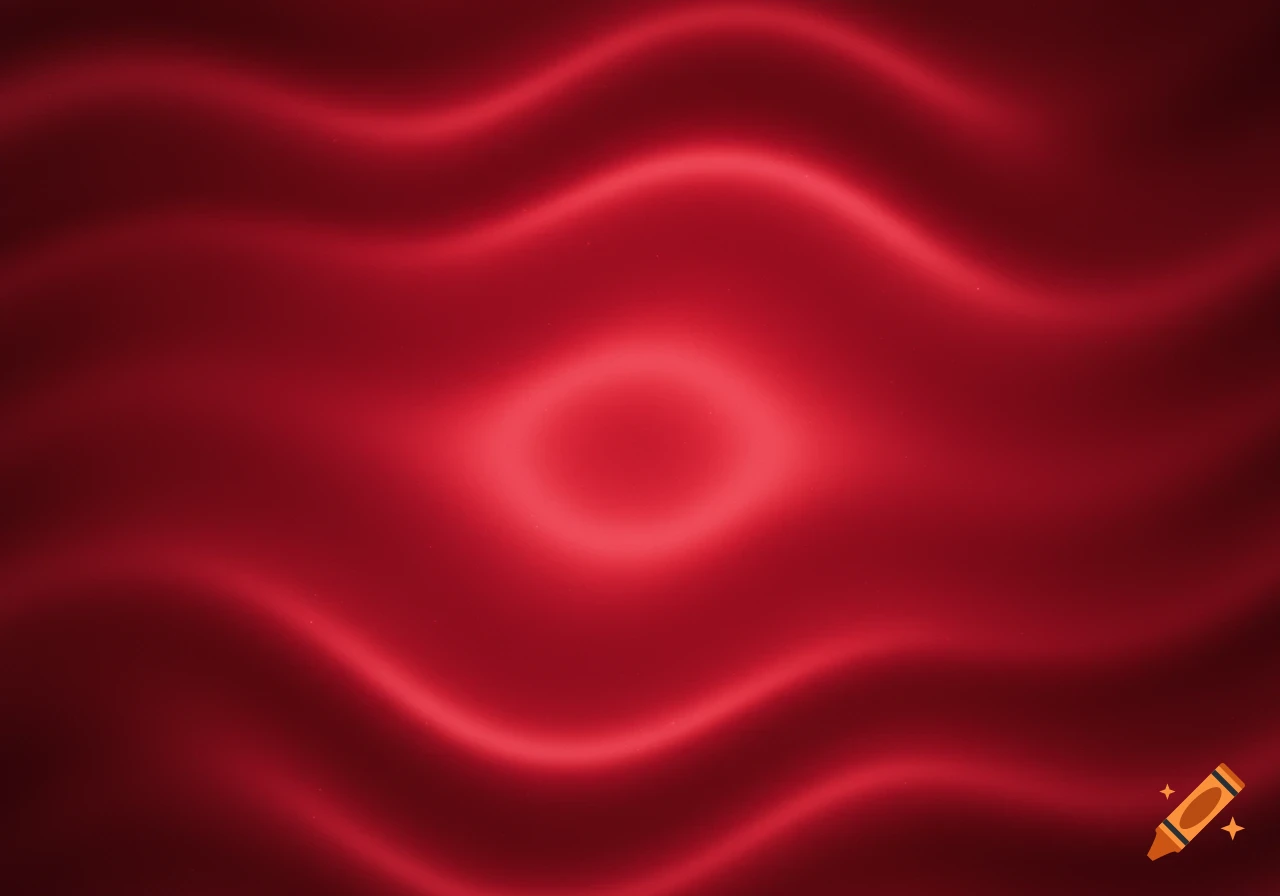 An abstract red background featuring soft, glowing wavy patterns and a bright, pulsating circle at the center.