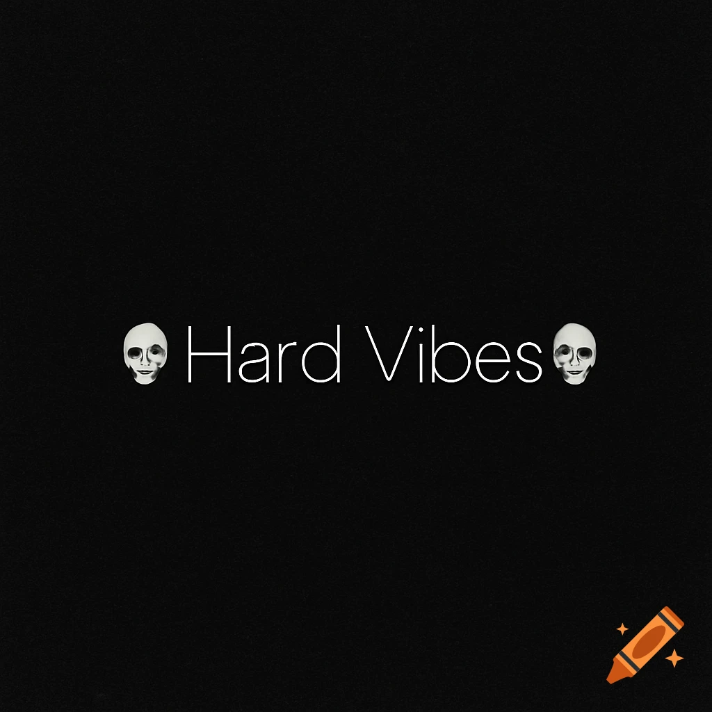 White text 'Hard Vibes' flanked by skull emojis on a black background.