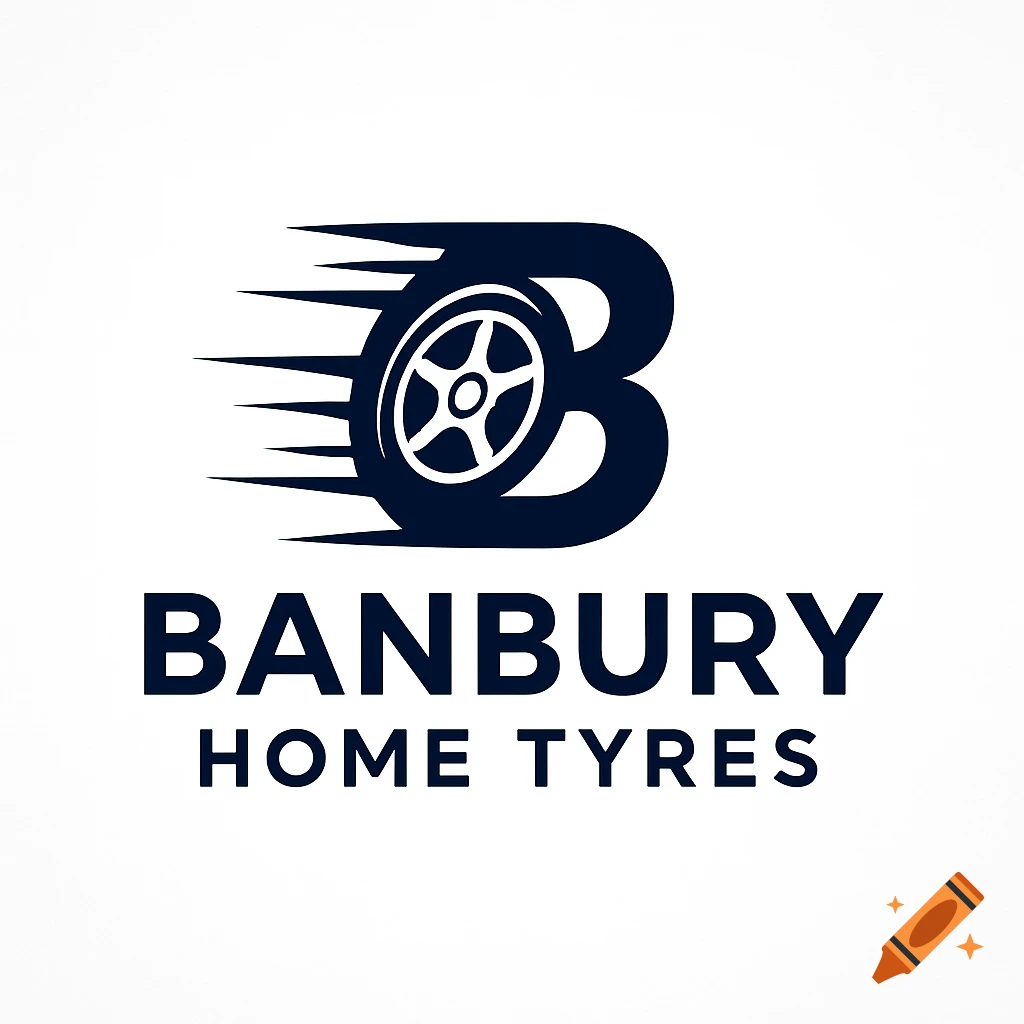 A dark blue logo with a stylized letter 'B' combined with a car wheel, and the text 'BANBURY HOME TYRES' below.