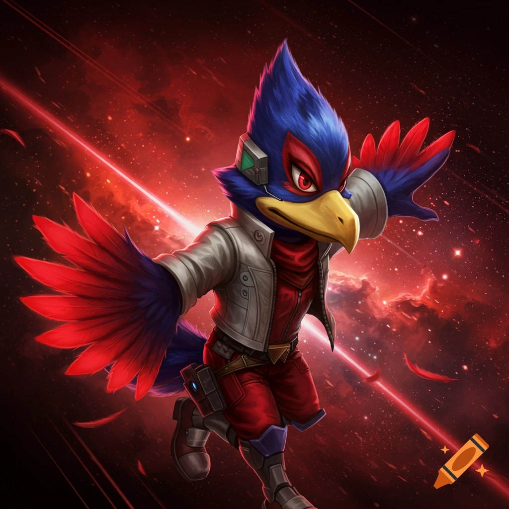 Pixar Style Depiction of Falco Lombardi created on Craiyon, image size:1024x1024