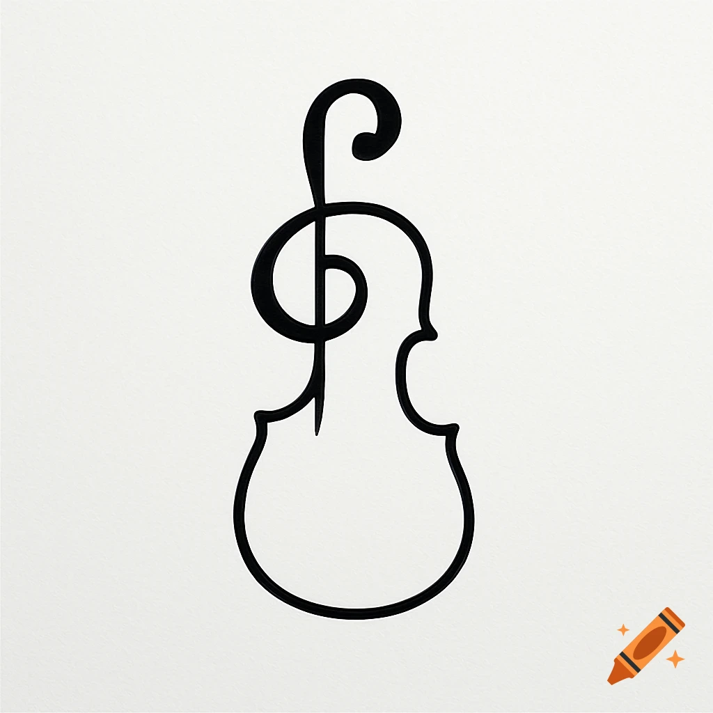 A simple, elegant black outline of a viola combined with a C-clef on a white background.