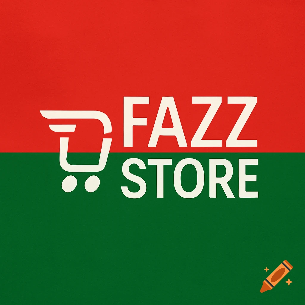 Logo for FAZZ STORE featuring a white shopping cart icon and text on a red and green background.