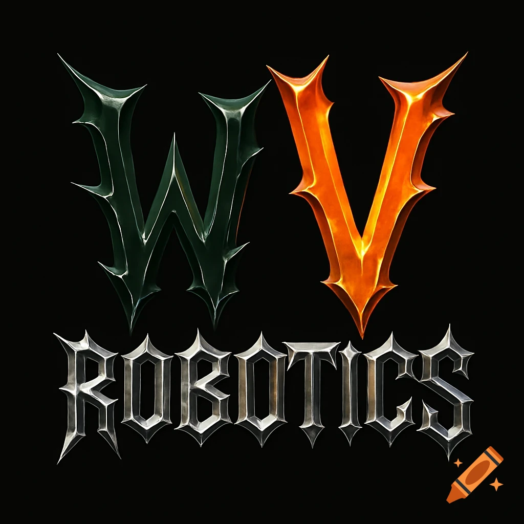 Stylized logo for 'WV ROBOTICS' with spiky green 'W', orange 'V', and silver 'ROBOTICS' text on a black background.