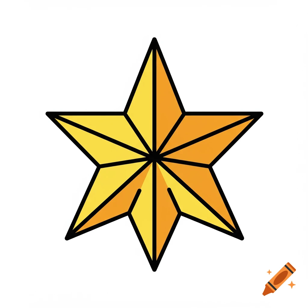 A simple yellow and orange six-pointed star icon with bold black outlines, in a vector illustration style, on a white background.