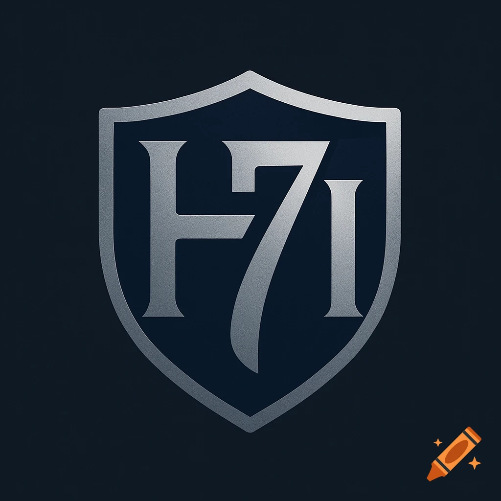 A silver metallic shield logo with the letters H7I in a serif font on a dark background.