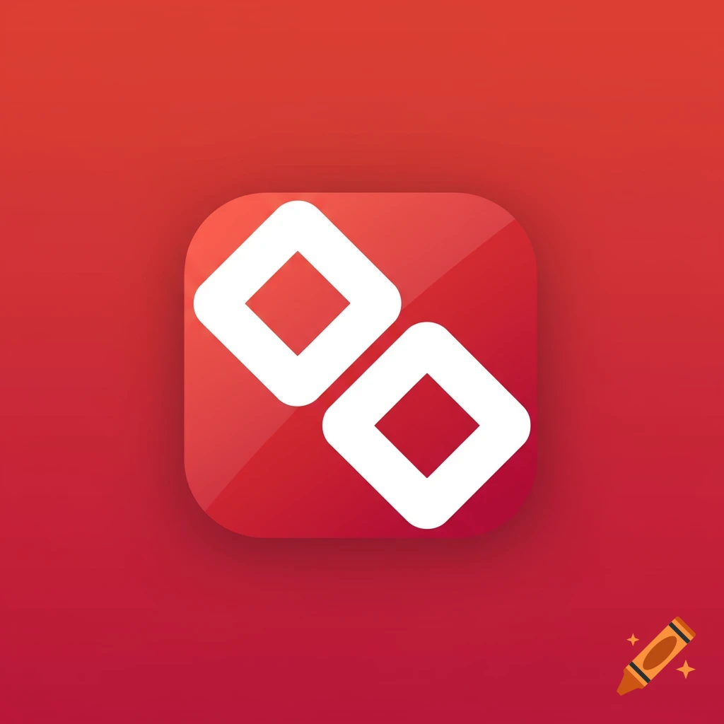 Two white overlapping diamond shapes on a red gradient square app icon, flat minimalist design.