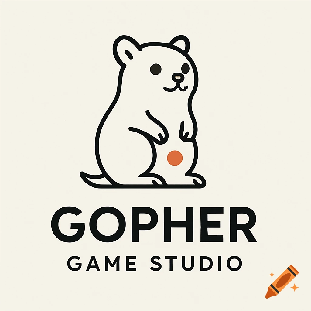 Minimalist cartoon gopher logo with "GOPHER GAME STUDIO" text below.