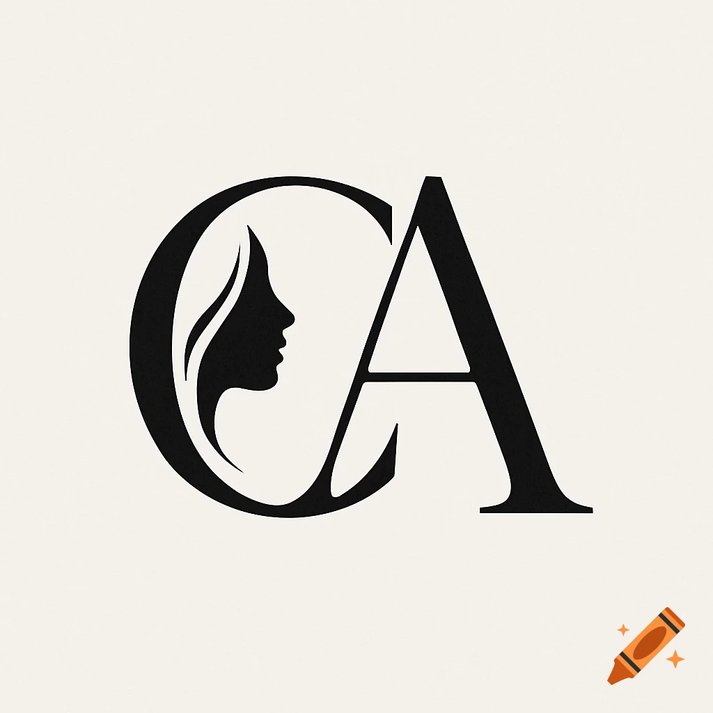 Elegant black and white monogram logo combining letters 'C' and 'A' with a female profile silhouette.