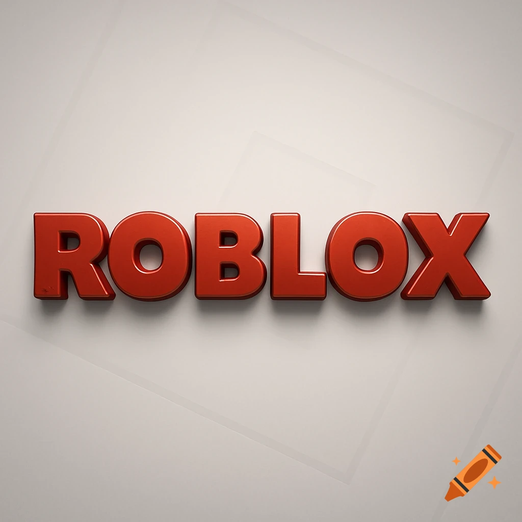3D red text spelling 'ROBLOX' on a light gray background with faint geometric patterns, resembling a logo.