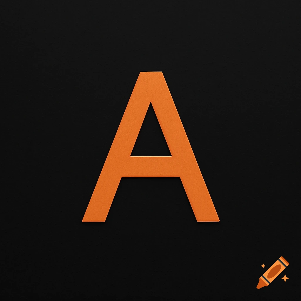 An orange matte letter A on a black background.