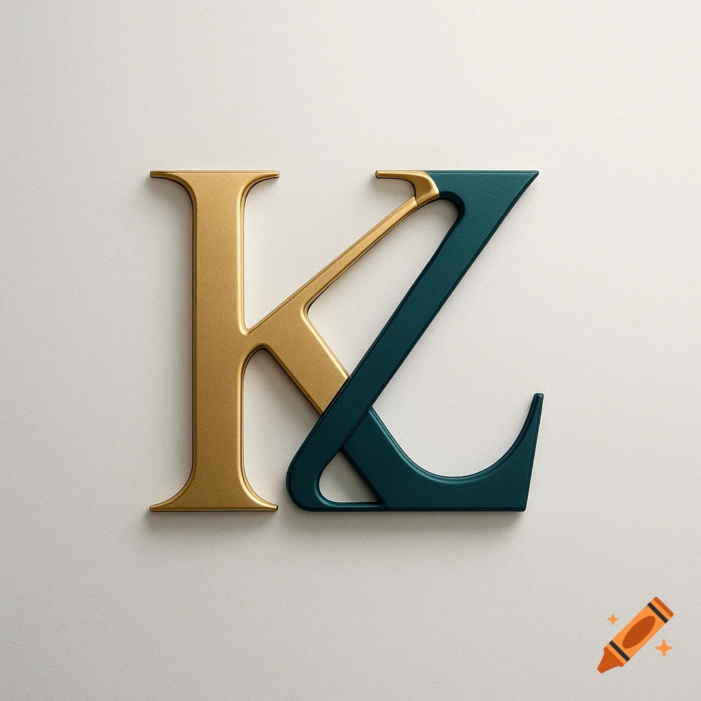 A 3D logo with a gold letter K intertwined with a teal letter Z against a light background.