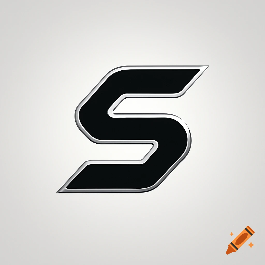 A sleek, metallic black letter 'S' logo with a silver outline, against a light gray background.