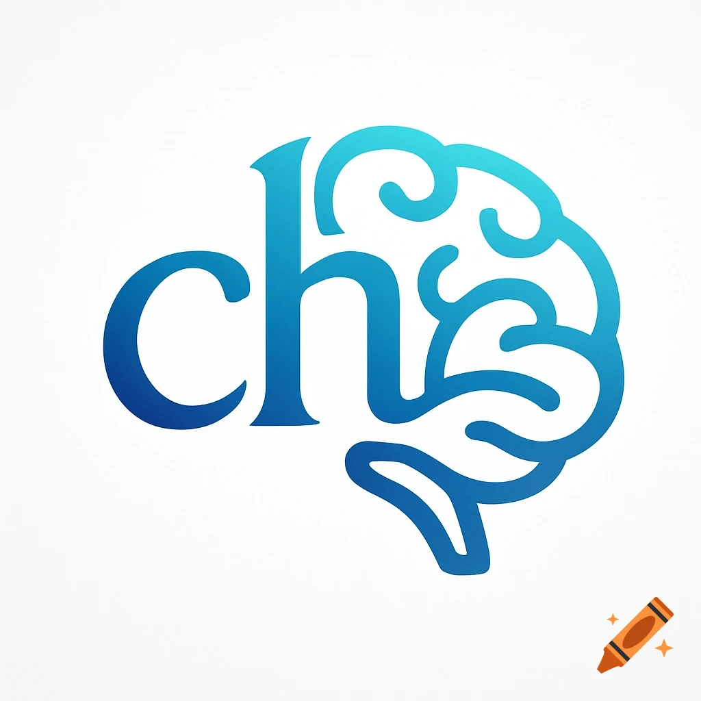 Blue gradient logo with letters 'ch' and a brain forming the letter 'e' on a white background.