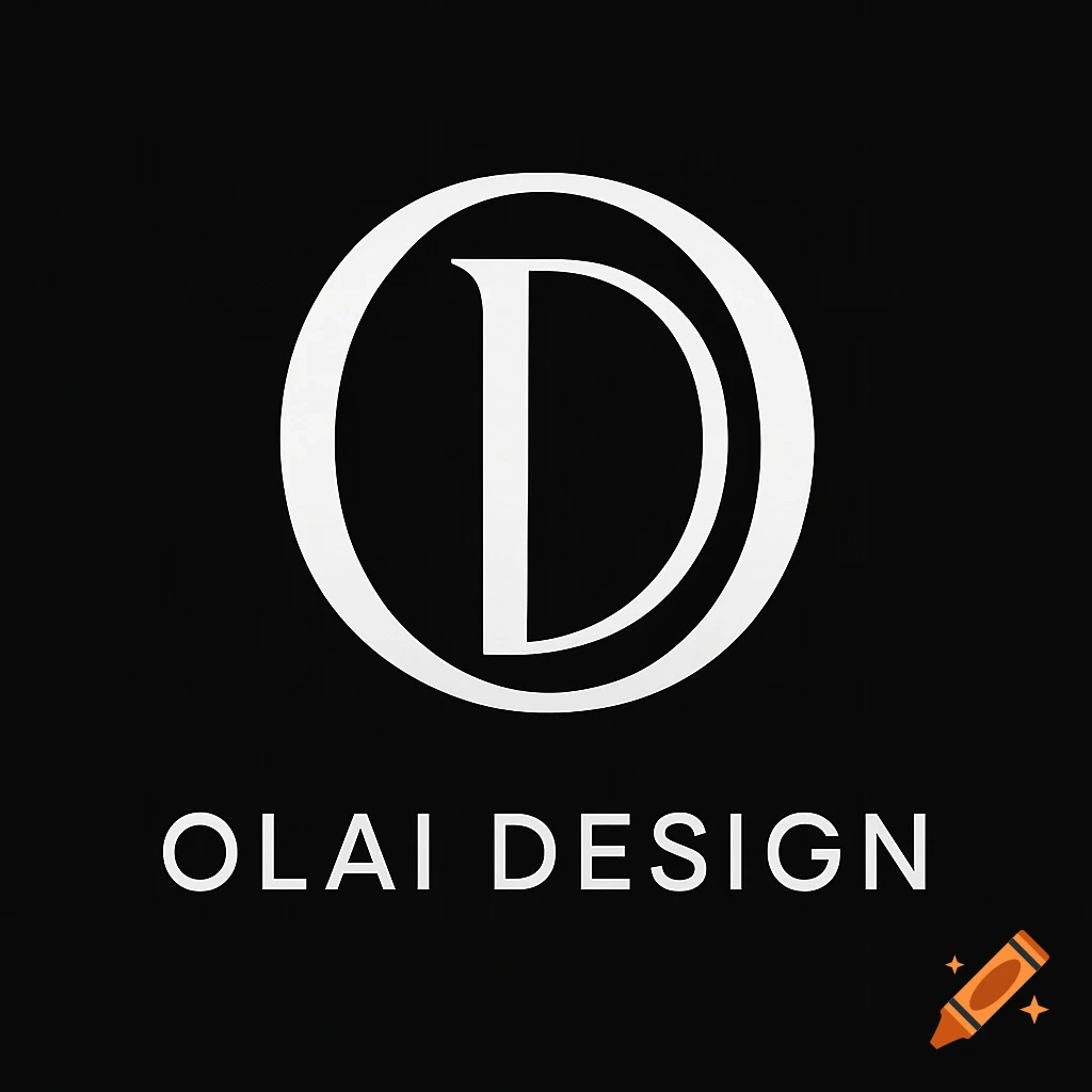 Minimalist black and white logo featuring an 'OD' monogram within a circle, above the text 'OLAI DESIGN'.