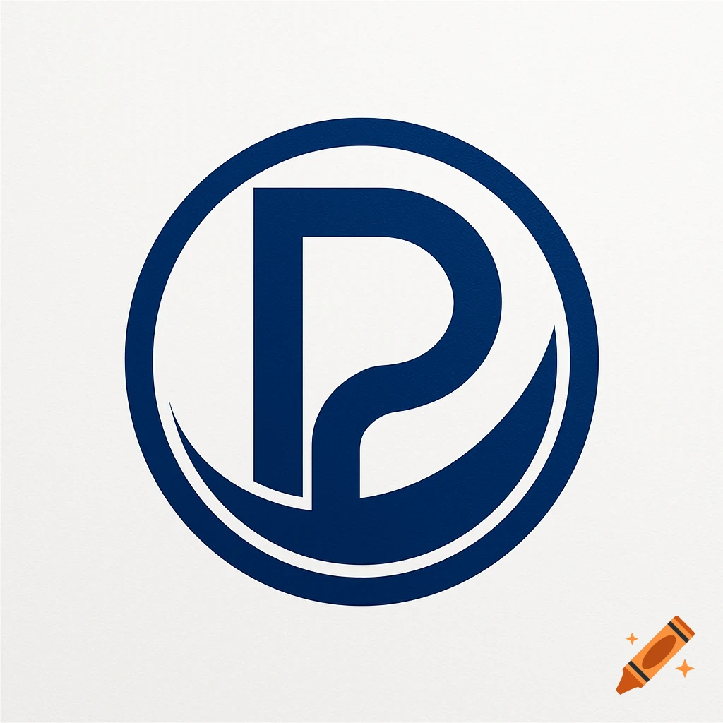 A dark blue letter P inside a circular logo with stylized waves at the bottom, on a white background.