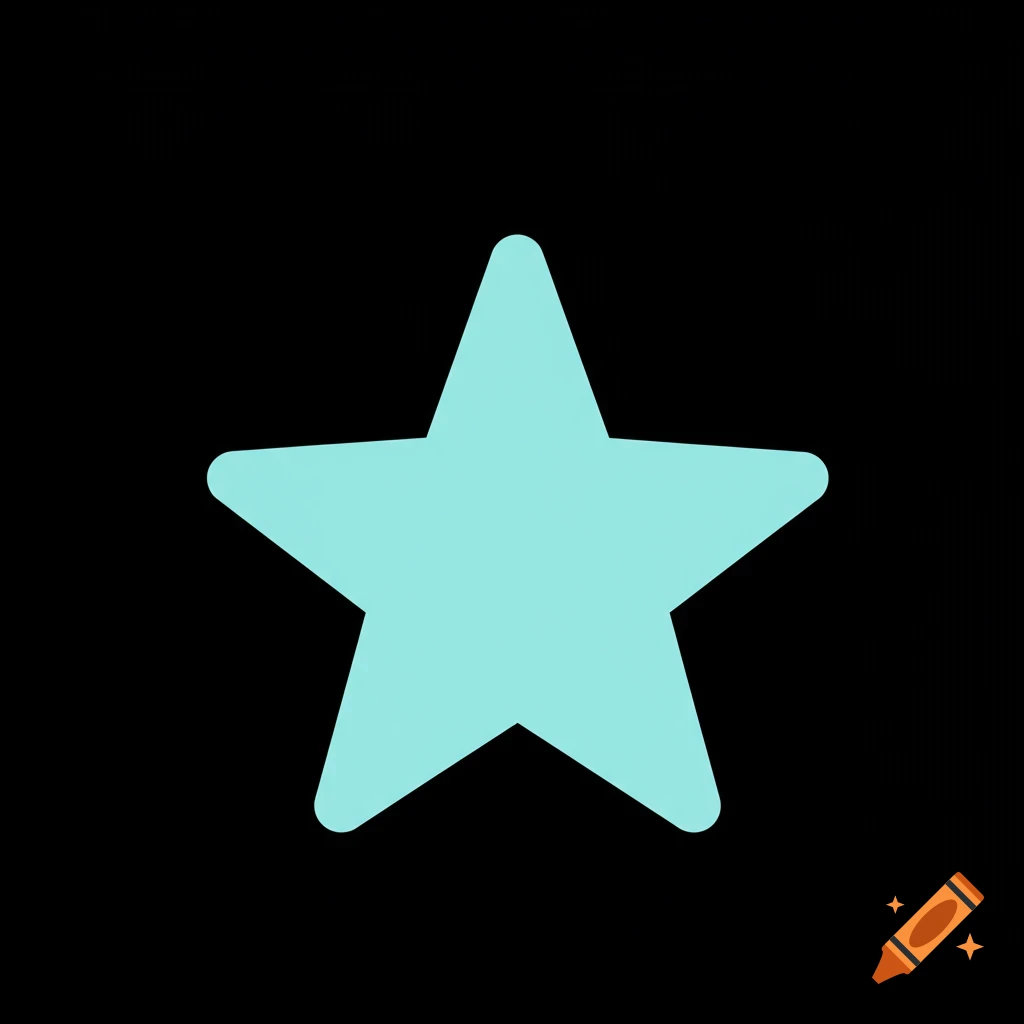 A simple light aqua five-pointed star centered on a plain black background.