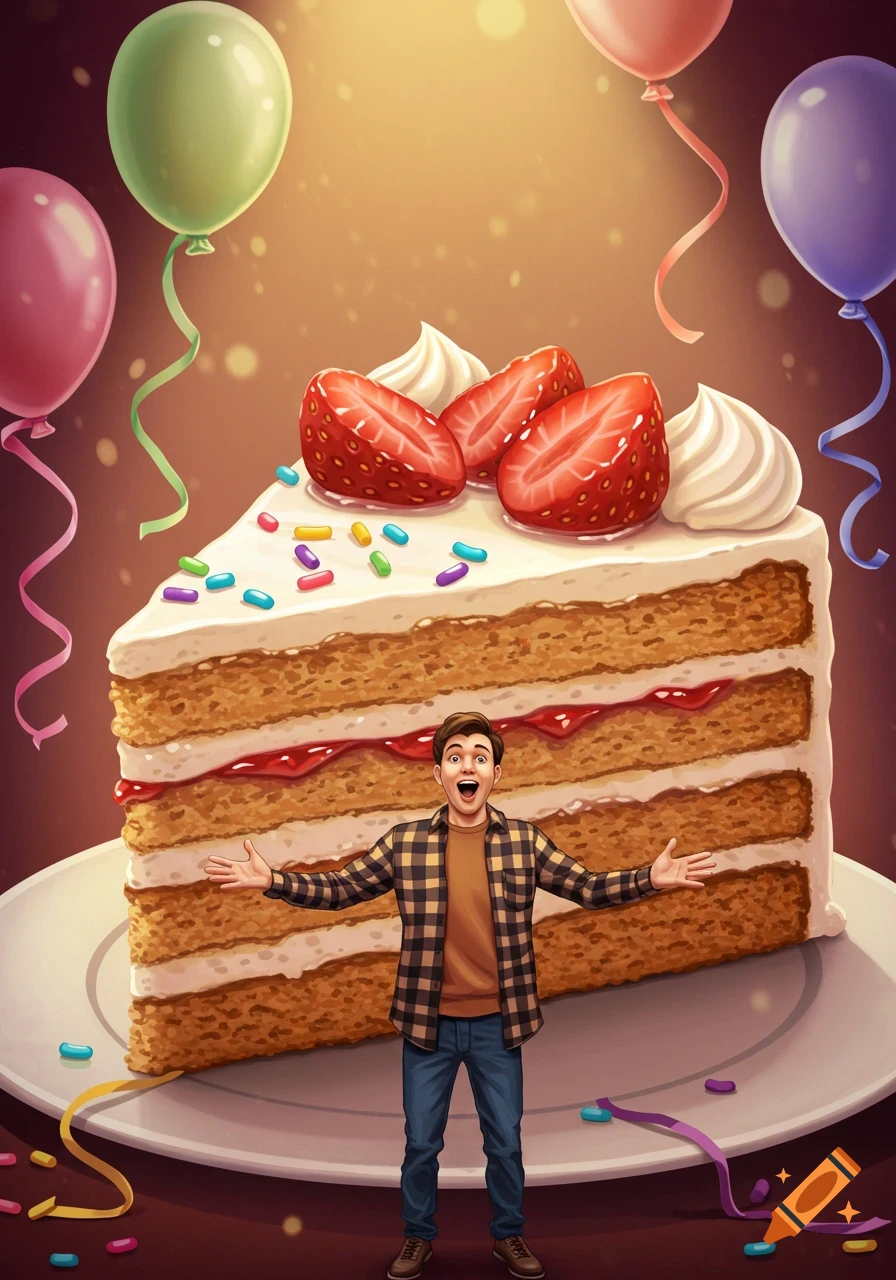 Animated Birthday Cake created on Craiyon, image size:896x1280