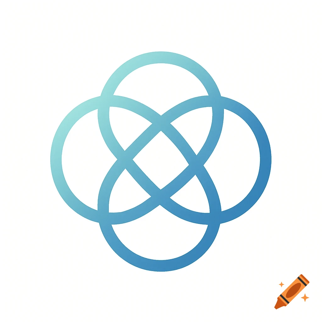 Abstract logo of four interlocking blue and teal gradient circles on a white background.