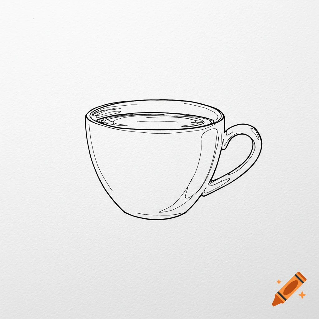 Pencil Drawing of a Coffee Cup created on Craiyon, image size:1024x1024