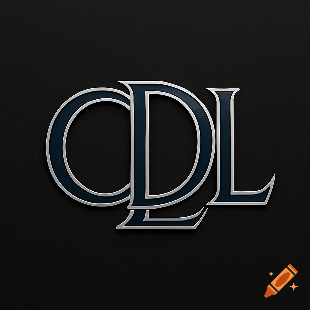 A metallic dark blue and silver 'CDL' logo on a black background.